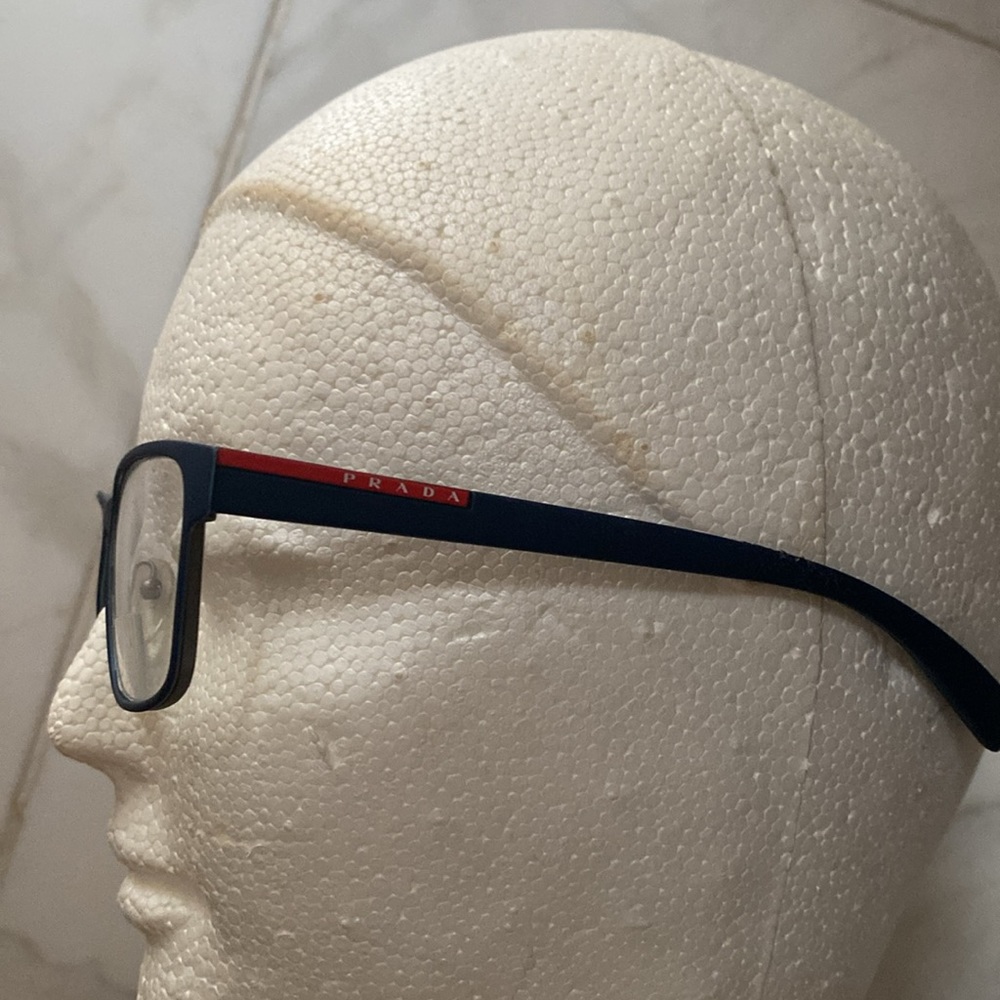 PRADA eye 👁️ glasses UNISEX Italy made light weight nave blue red logo on sides - Picture 5 of 16